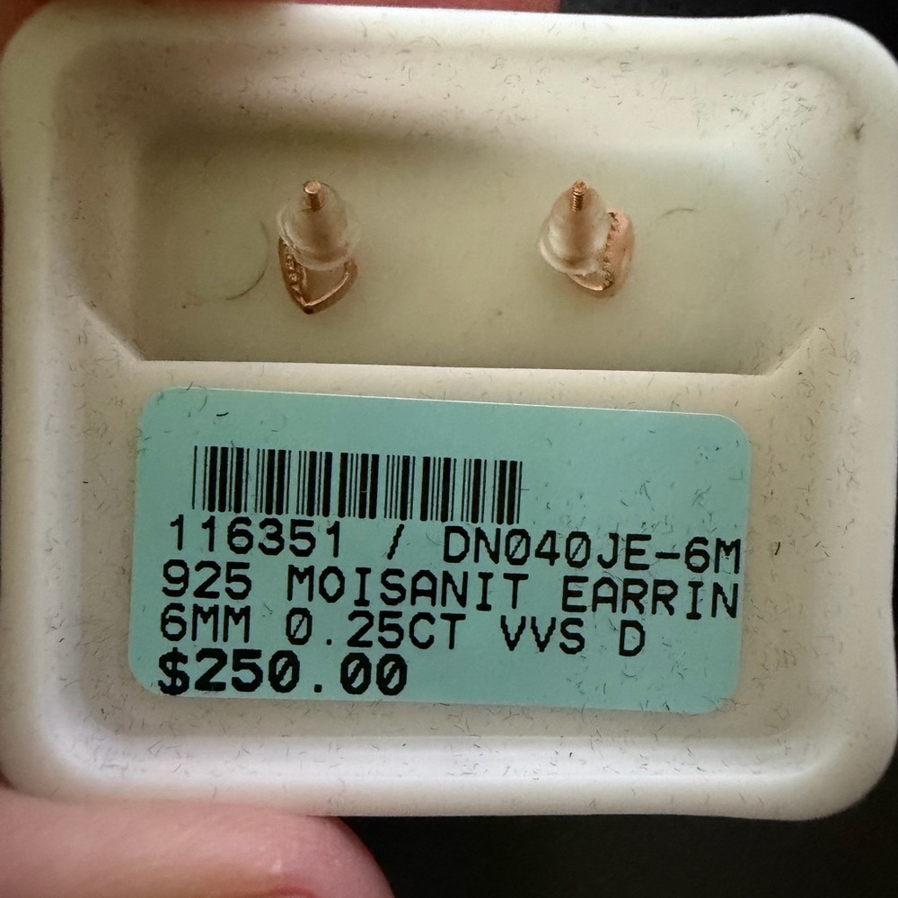 Elegant moissanite Earrings rose gold over 925 silver NWT - Picture 4 of 5